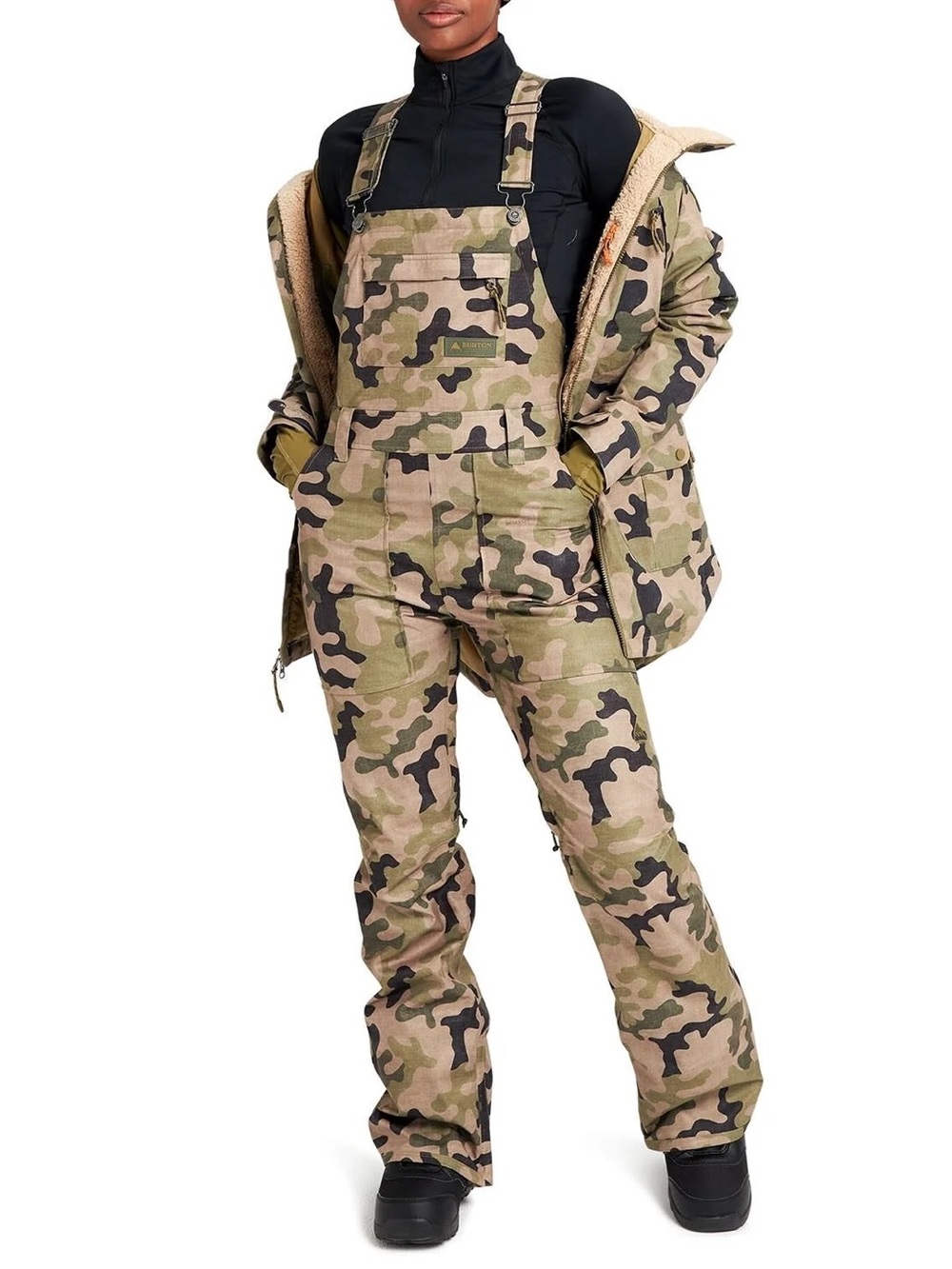 Burton Avalon Camo Bibs Snowpants Medium Snowboarding Winter - Picture 2 of 6